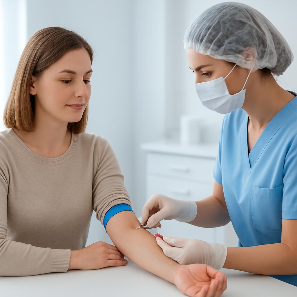 Blood Collection by a Phlebotomist at Elite Community Ultrasound drawing the blood
